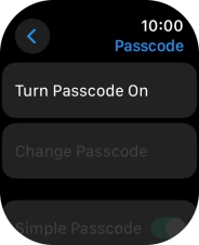 Press Turn Passcode On and key in a lock code of your own choice twice.