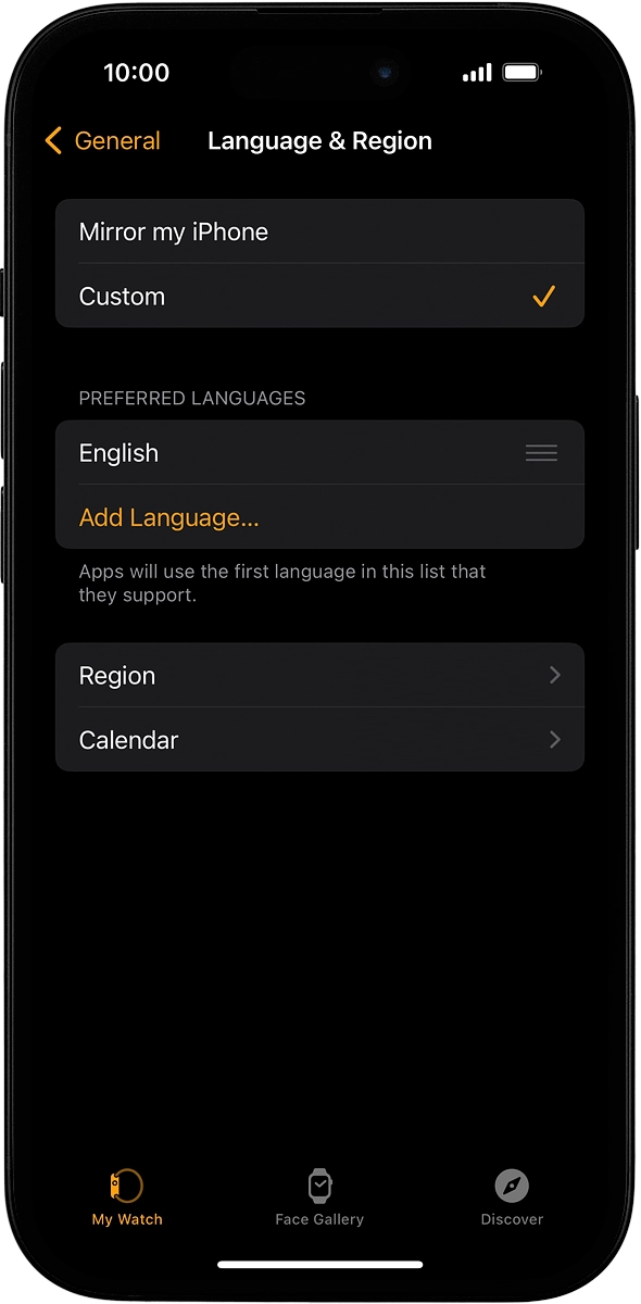 On your phone: Press Add Language....