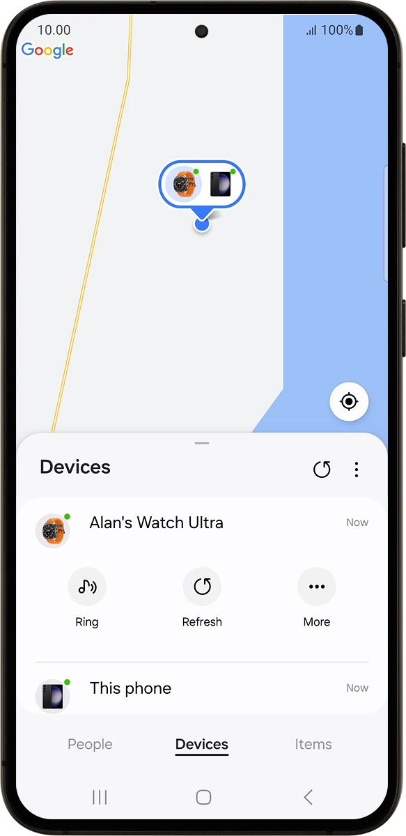 The latest position of your smartwatch is displayed on the map.