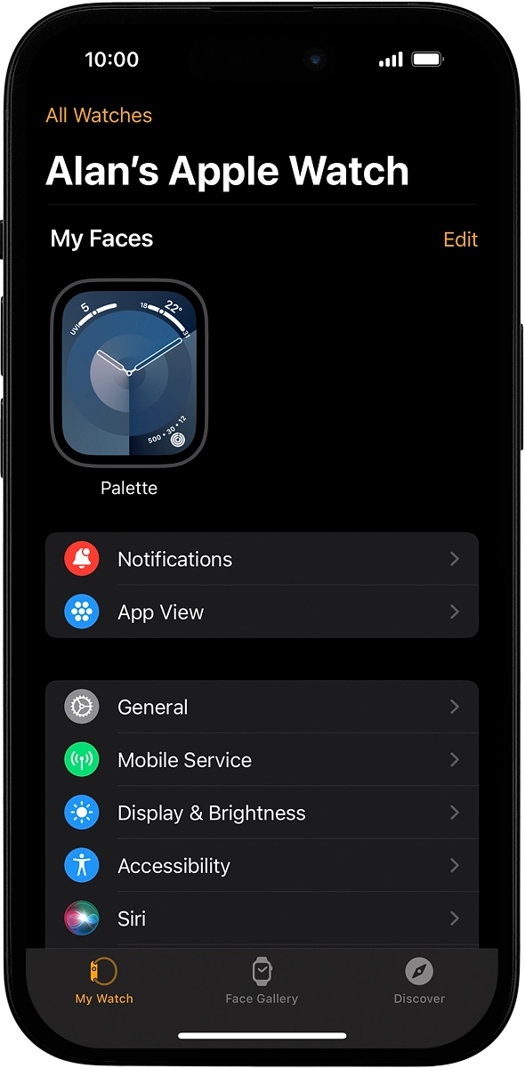 On your phone: Press My Watch.