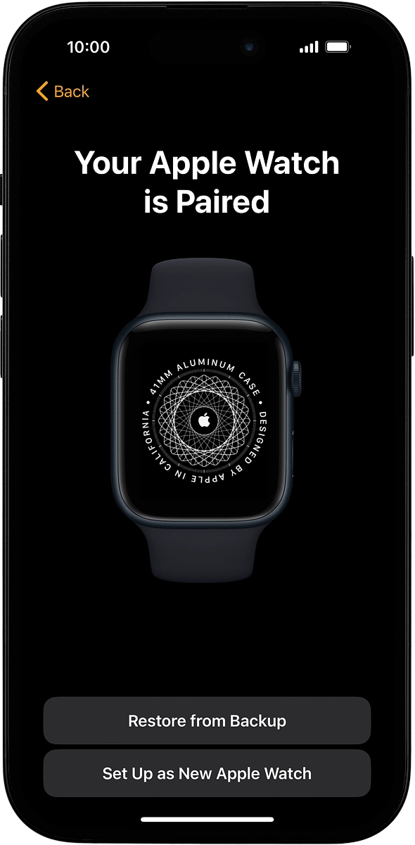 On your phone: Press Set Up as New Apple Watch.