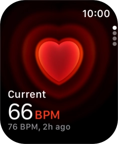 Your current heart rate is displayed below Current.