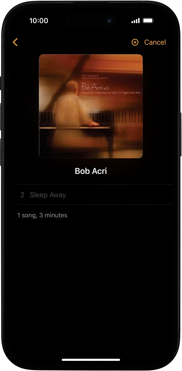 On your phone: Press the add icon to transfer the audio files to your Apple Watch.