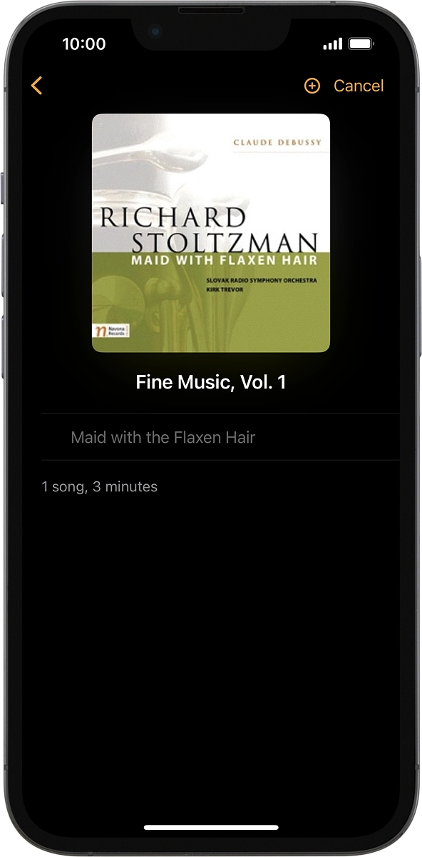 On your phone: Press the add icon to transfer the audio files to your Apple Watch.