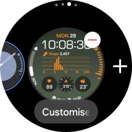 Press the required watch face.