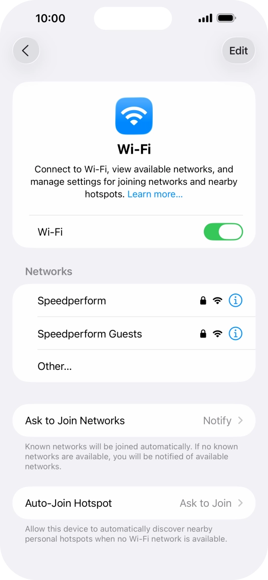 Press the required Wi-Fi network and key in the password for the Wi-Fi network.
