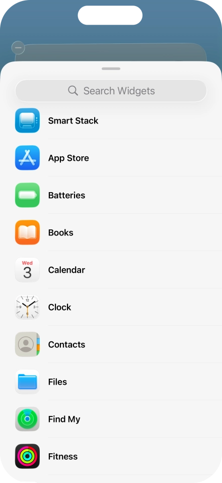Press the required widget.