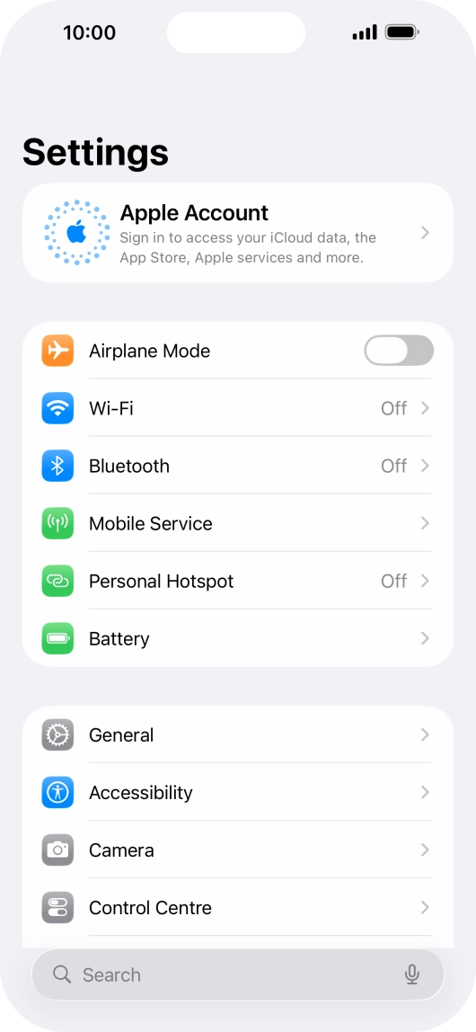 Press Apple Account.