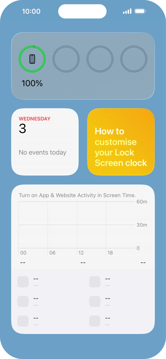 Slide your finger up or down on the screen to see more widgets.