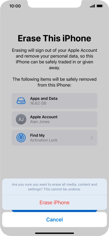 Press Erase iPhone.