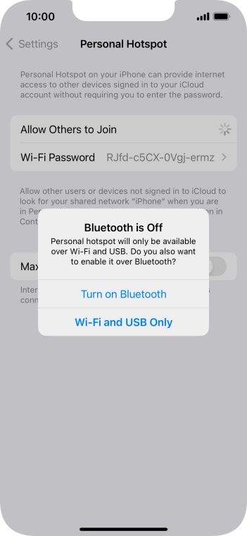 If Wi-Fi is turned on, press Wi-Fi and USB Only.