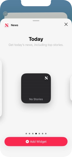 Slide your finger right or left on the screen to select the required widget size.