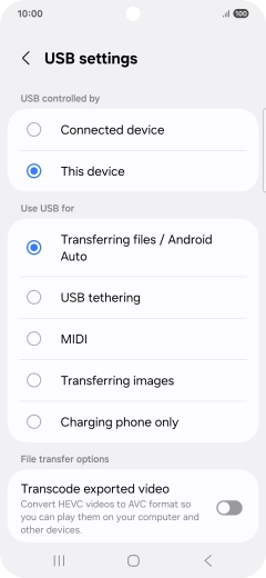Press Transferring files / Android Auto.