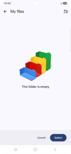 To create a new folder, press the new folder icon and follow the instructions on the screen to create a new folder.