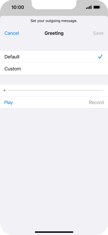 Press Default to select the default greeting.