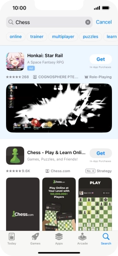 Press the required app.