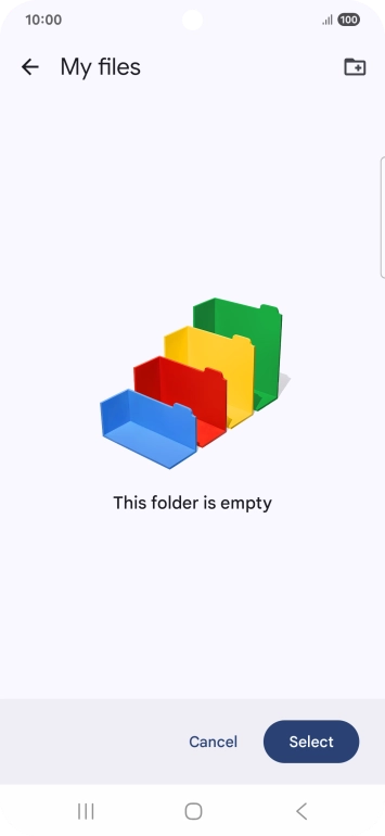 To create a new folder, press the new folder icon and follow the instructions on the screen to create a new folder.
