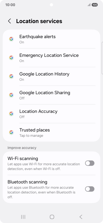 Press Location Accuracy.