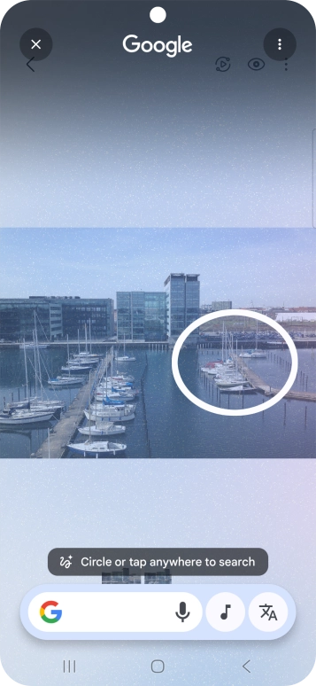 Draw a circle around the required object on the picture and wait for the search results.