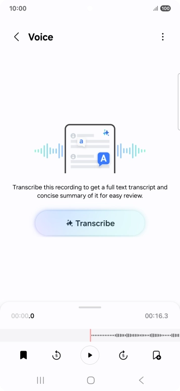 Press Transcribe and wait for the transcription.