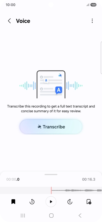 Press Transcribe and wait for the transcription.