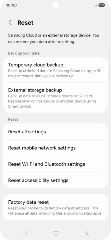 Press Factory data reset.