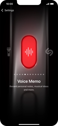 Slide your finger right or left on the screen to select the required function.