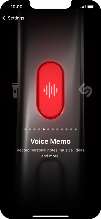 Slide your finger right or left on the screen to select the required function.