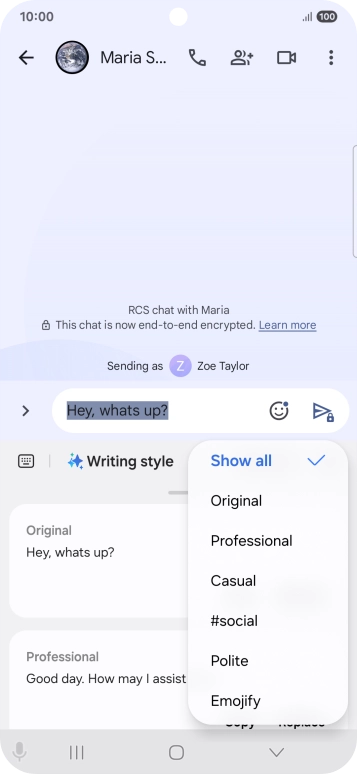 Press the required style of writing.