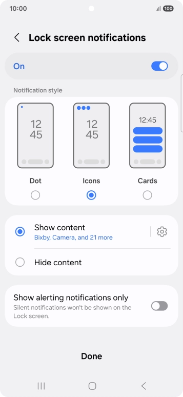 Press the required settings to turn them on or off.