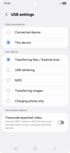 Press Transferring files / Android Auto.