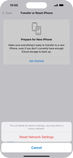 Press Reset Network Settings.