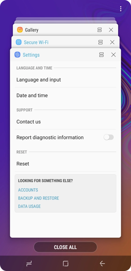 To end one running application, slide your finger right on the required application.