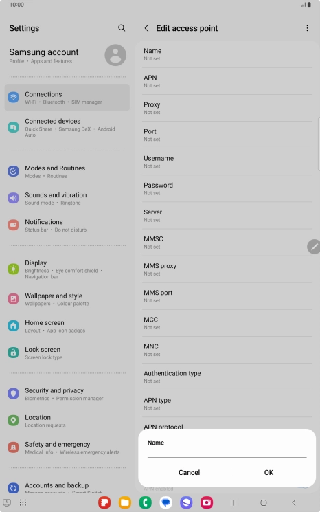 Key in EE Internet and press OK.