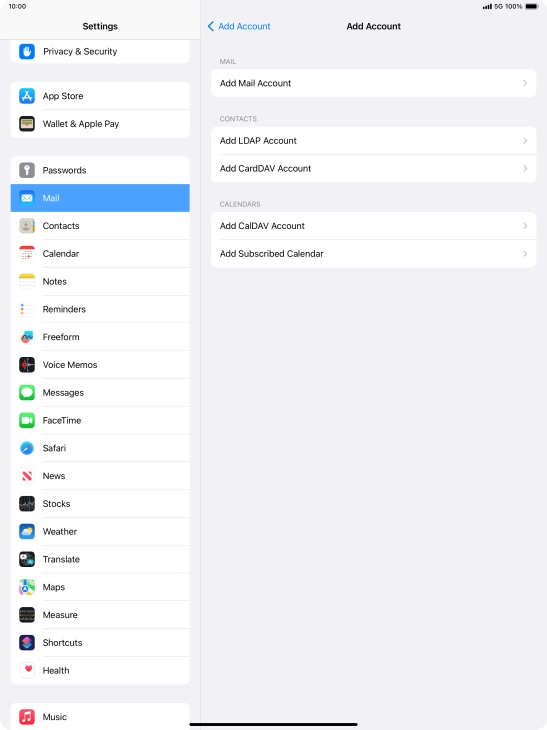 Press Add Mail Account.