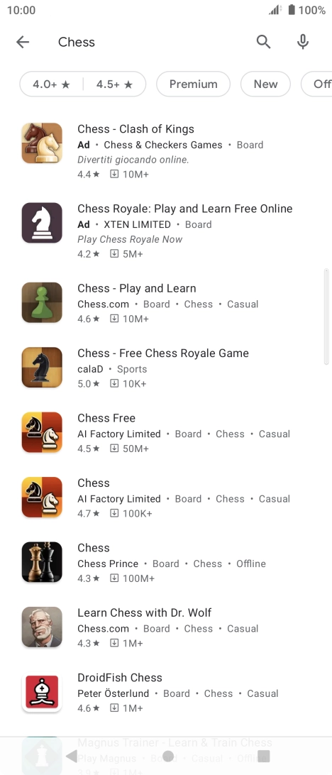 Press the required app.