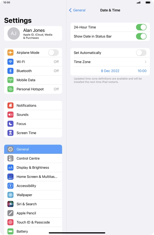 Press the indicator next to 