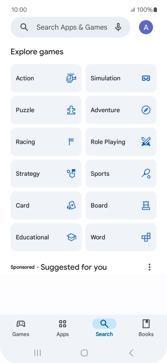 Press the search field.