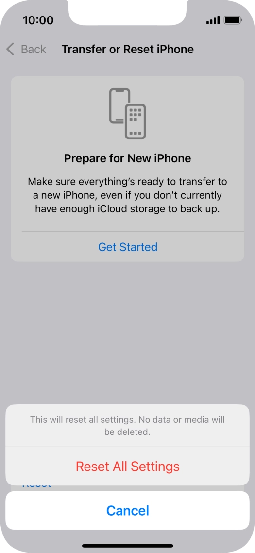 Press Reset All Settings.