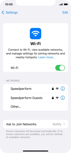 Press the required Wi-Fi network and key in the password for the Wi-Fi network.