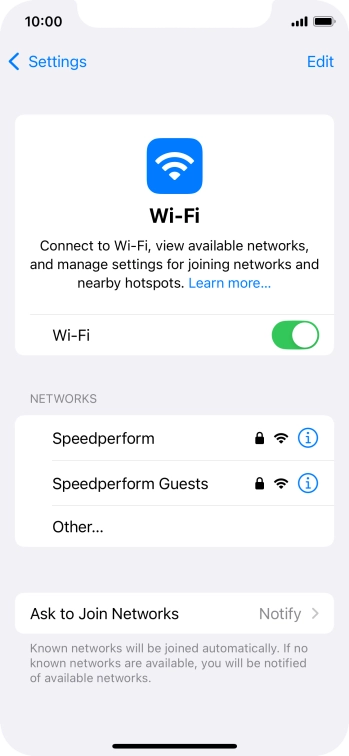 Press the required Wi-Fi network and key in the password for the Wi-Fi network.