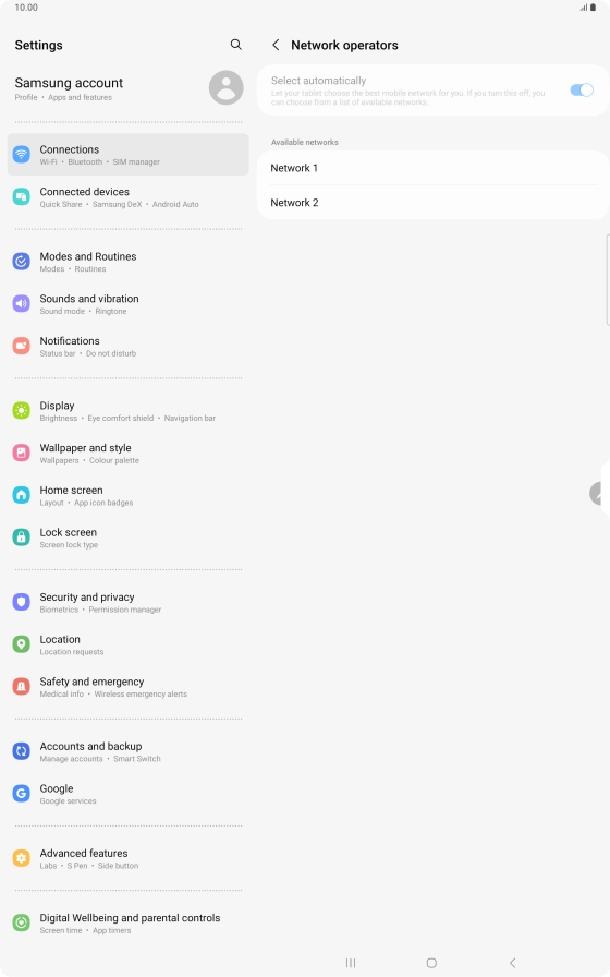 Press the required network.