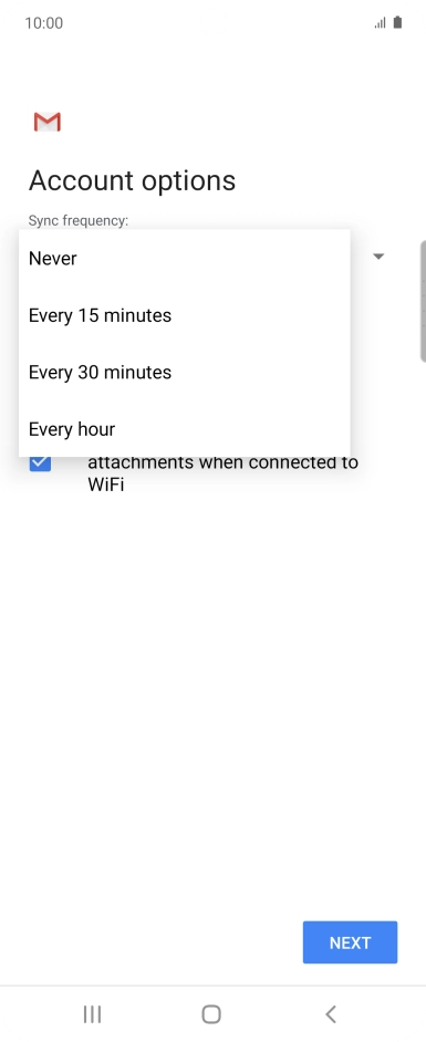 Press the required setting.