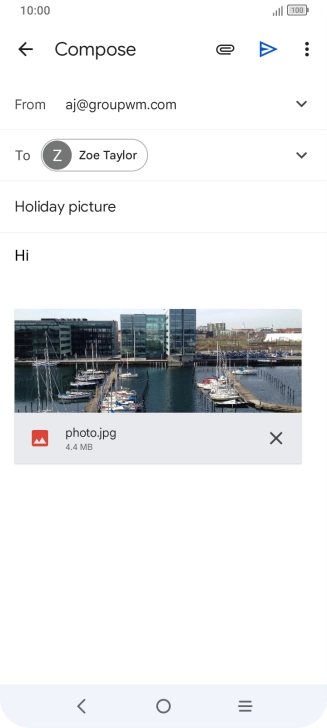 Press the send icon when you've finished your email.