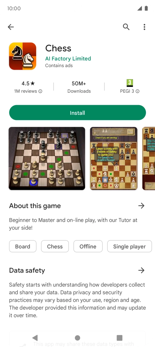 Press Install and follow the instructions on the screen to install the app.
