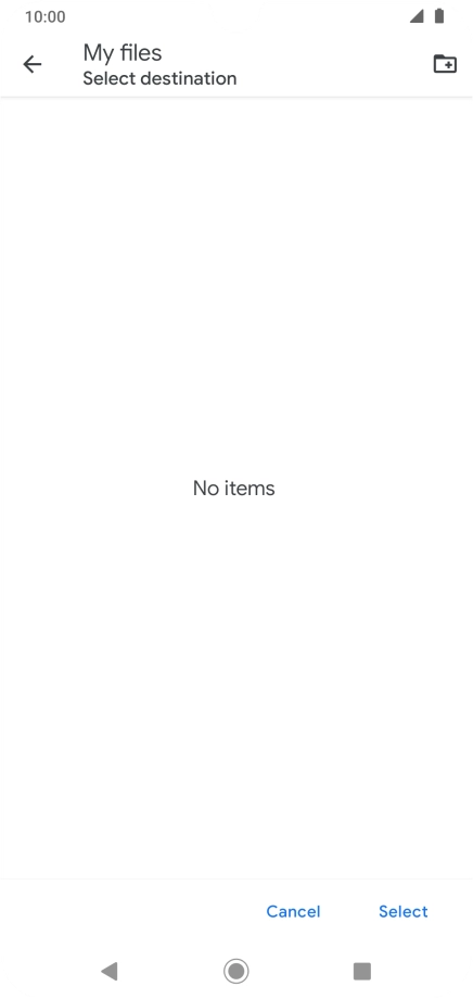 To create a new folder, press the new folder icon and follow the instructions on the screen to create a new folder.