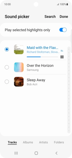 Once you've found a ring tone you like, press Done.