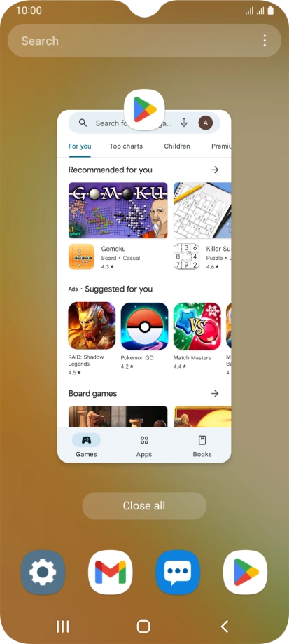 To end one running application, slide your finger upwards on the required application.