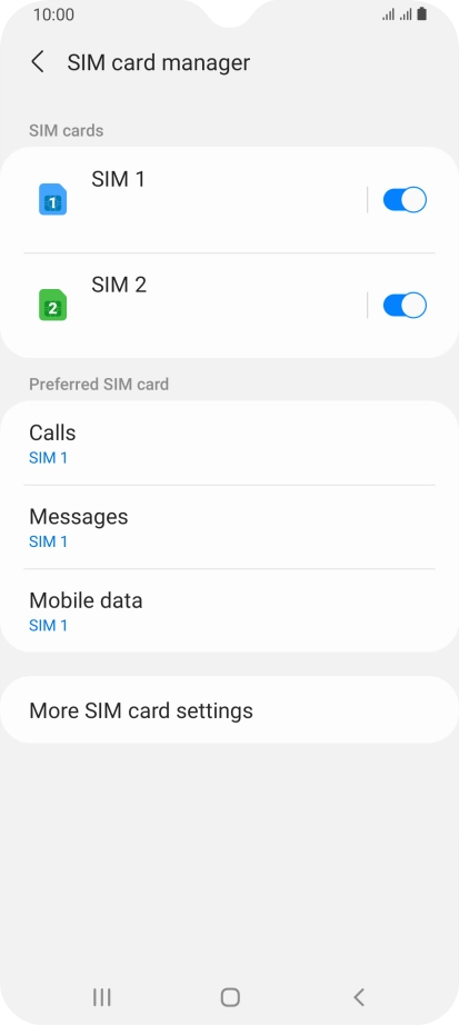 Press the indicator next to the required SIM.