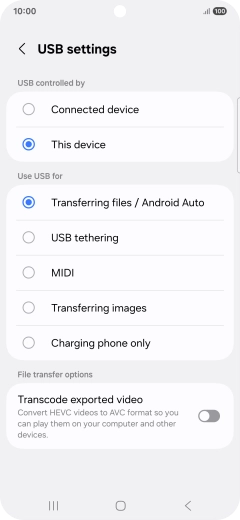 Press Transferring files / Android Auto.